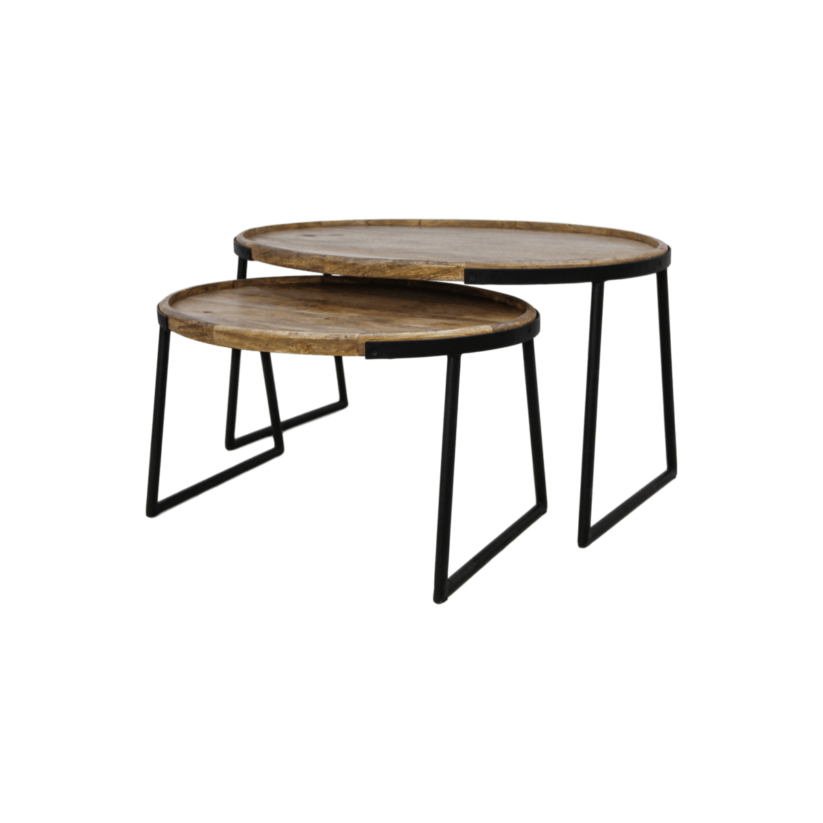 2 Stück Couchtisch Set Paulson - Mangoholz/Eisen