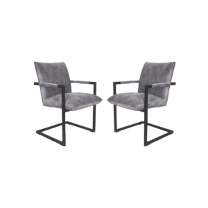 Esszimmerstuhl Boston - 2er Set - 56x68x89 - Adore 180 Dolphin Grey - Velvet/ - Eiche, Eisen, Metall, Samt