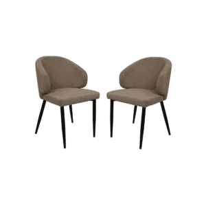 Esszimmerstuhl Yuna - Taupe - Teddy/Metall - 2er Set - Eiche, Metall, Polyester