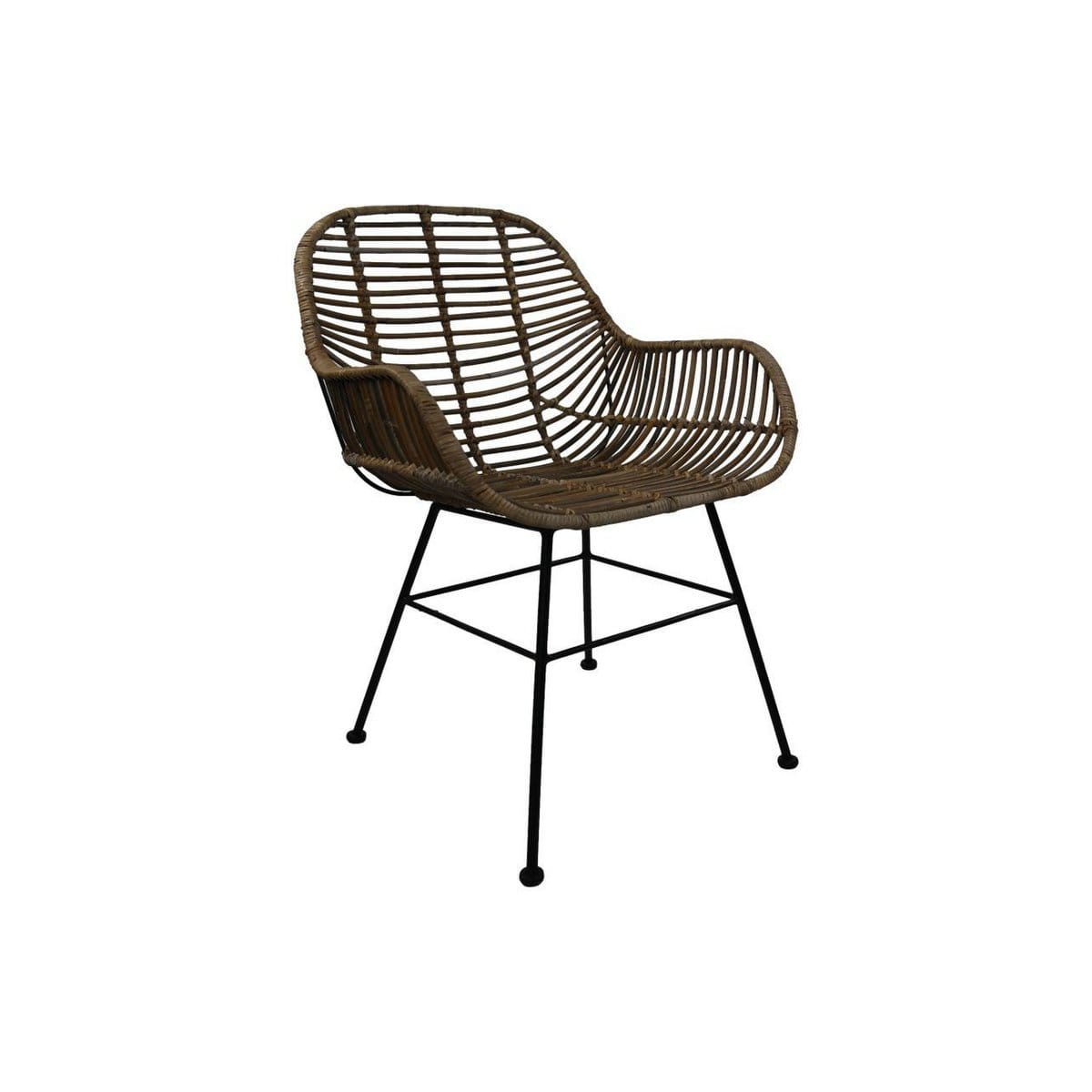 HSM Collection-Esszimmerstuhl Wendi Rattan S/2-59x63x83-Natur/grau/schwarz-Rattan/kobo/Metall