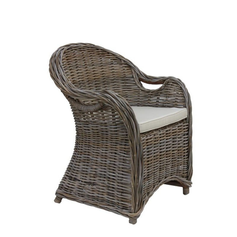 HSM Collection-Gartenstuhl mit Armlehne Parma-65x65x87-Grau/Creme-Koboo