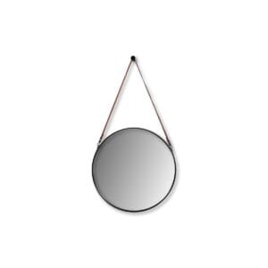 HSM Collection-Runder Spiegel mit Riemen-63x3x95-Schwarz/Braun-Metall/Kunstleder - Leder, Metall HSM Collection-Runder Spiegel mit Riemen-63x3x95-Schwarz/Braun-Metall/Kunstleder - Leder, Metall