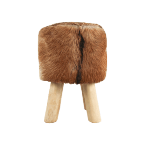 HSM Collection-Rundhocker Ziegenleder-ø33x45-Assortiert/Natur-Ziegenleder/Teak - Hout, Leder, Teakholz HSM Collection-Rundhocker Ziegenleder-ø33x45-Assortiert/Natur-Ziegenleder/Teak - Hout, Leder, Teakholz