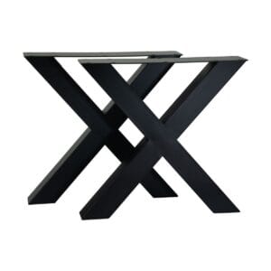 HSM Collection-Tischbein Modell X S/2-75x15x72 (100x100mm)-Schwarz-Metall - Metall, Pulverbeschichtet