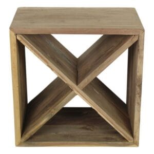 HSM Collection-Weinregal 12 Flaschen gekreuzt-45x30x45-Natur-Teak - Recyceltes Teakholz, Teakholz
