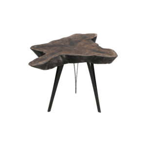 HSM Kollektion-Beistelltisch-ø55-66x47-Braun/Schwarz-Eiche/Metall - Eiche, Metall, Teakholz