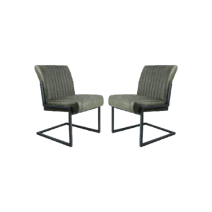 HSM Kollektion-Eetkamerstoel Texas S/2-55x50x85-Groen/Grijs-Leder/Metaal - Leder, Metall