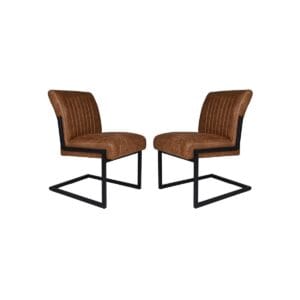 HSM Kollektion-Esszimmerstuhl Texas S/2-55x50x85-Cognac/Schwarz-Leder/Metall - Leder, Metall, Pulverbeschichtet HSM Kollektion-Esszimmerstuhl Texas S/2-55x50x85-Cognac/Schwarz-Leder/Metall - Leder, Metall, Pulverbeschichtet