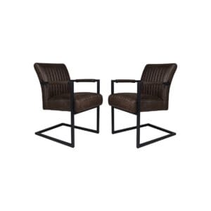 HSM Kollektion-Esszimmerstuhl Texas mit Arm S/2-55x50x85-Espresso/Schwarz-Leder/Metall - Eiche, Eisen, Leder, Metall HSM Kollektion-Esszimmerstuhl Texas mit Arm S/2-55x50x85-Espresso/Schwarz-Leder/Metall - Eiche, Eisen, Leder, Metall