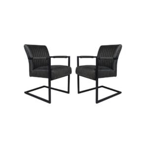 HSM Kollektion-Esszimmerstuhl Texas mit Arm S/2-55x50x85-Grau/Schwarz-Leder/Metall - Eiche, Leder, Metall HSM Kollektion-Esszimmerstuhl Texas mit Arm S/2-55x50x85-Grau/Schwarz-Leder/Metall - Eiche, Leder, Metall