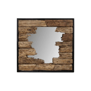 HSM Kollektion-Quadratischer Spiegel-80x5x80-Braun/Schwarz-Eiche - Altes Teakholz, Eiche, Teakholz