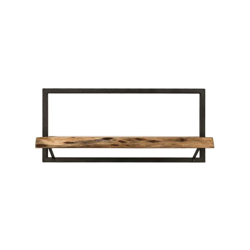 HSM Kollektion-Wandregal Ebenen Live Edge -70x22x32-Natur/Schwarz-Akazie/Metall