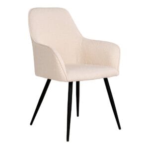 Harbo Dining Chair - Esszimmerstuhl aus Bouclé, weiß mit schwarzen Beinen - 2er Set - Polyester Harbo Dining Chair - Esszimmerstuhl aus Bouclé, weiß mit schwarzen Beinen - 2er Set - Polyester