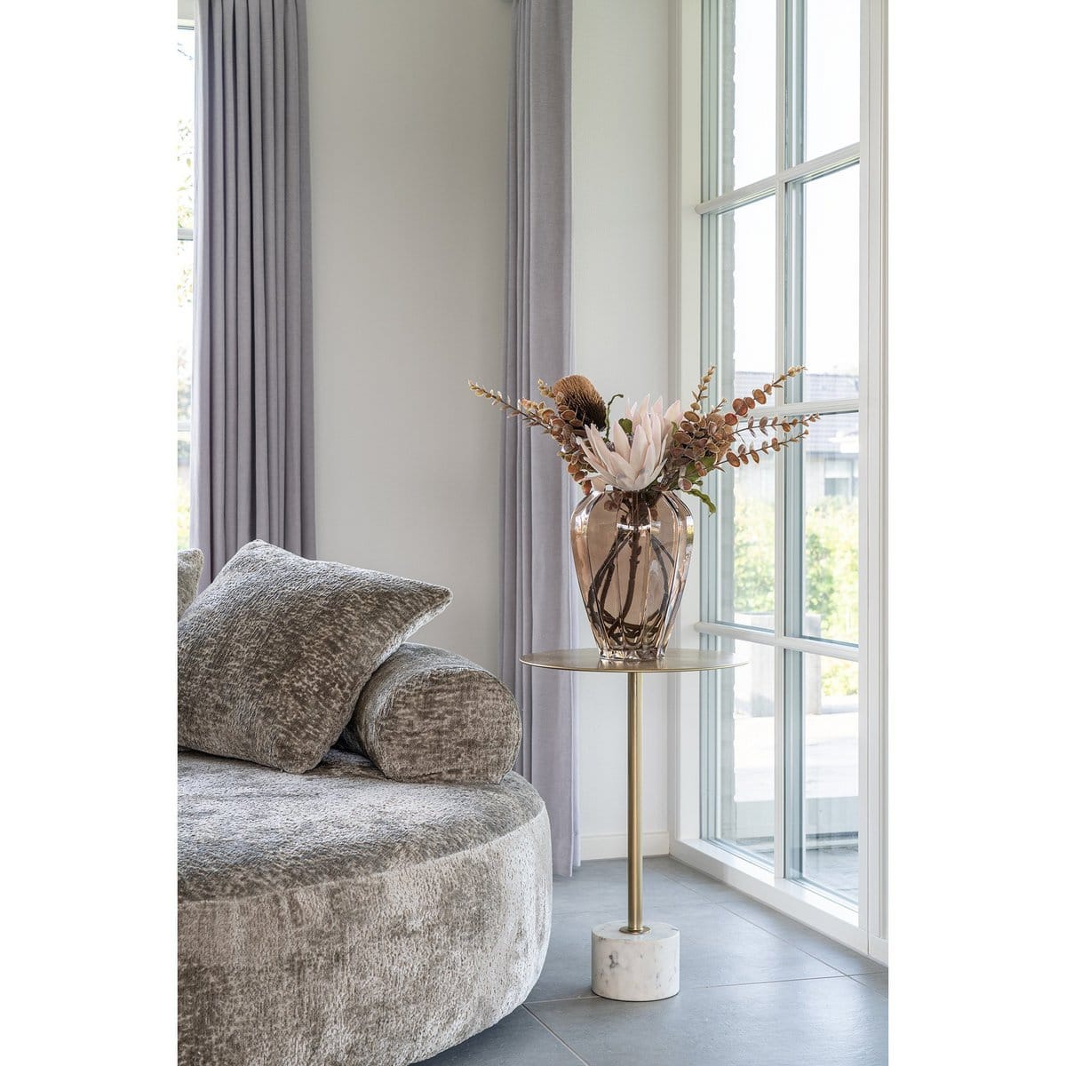 Lecco Beistelltisch - Beistelltisch aus Messing und Marmor Ø41x58 cm