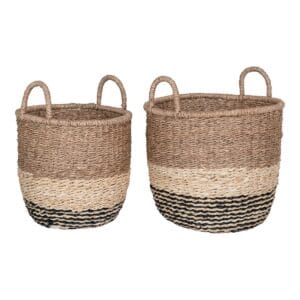 Lima Basket - Korb aus Seegras, natur/braun/schwarz, 2er Set - Seegras