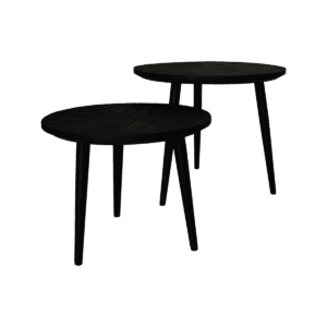 Runde Beistelltische Verona - 60x60x50/50x50x40 - Schwarz - Mangoholz/Eisen - Eisen, Mango