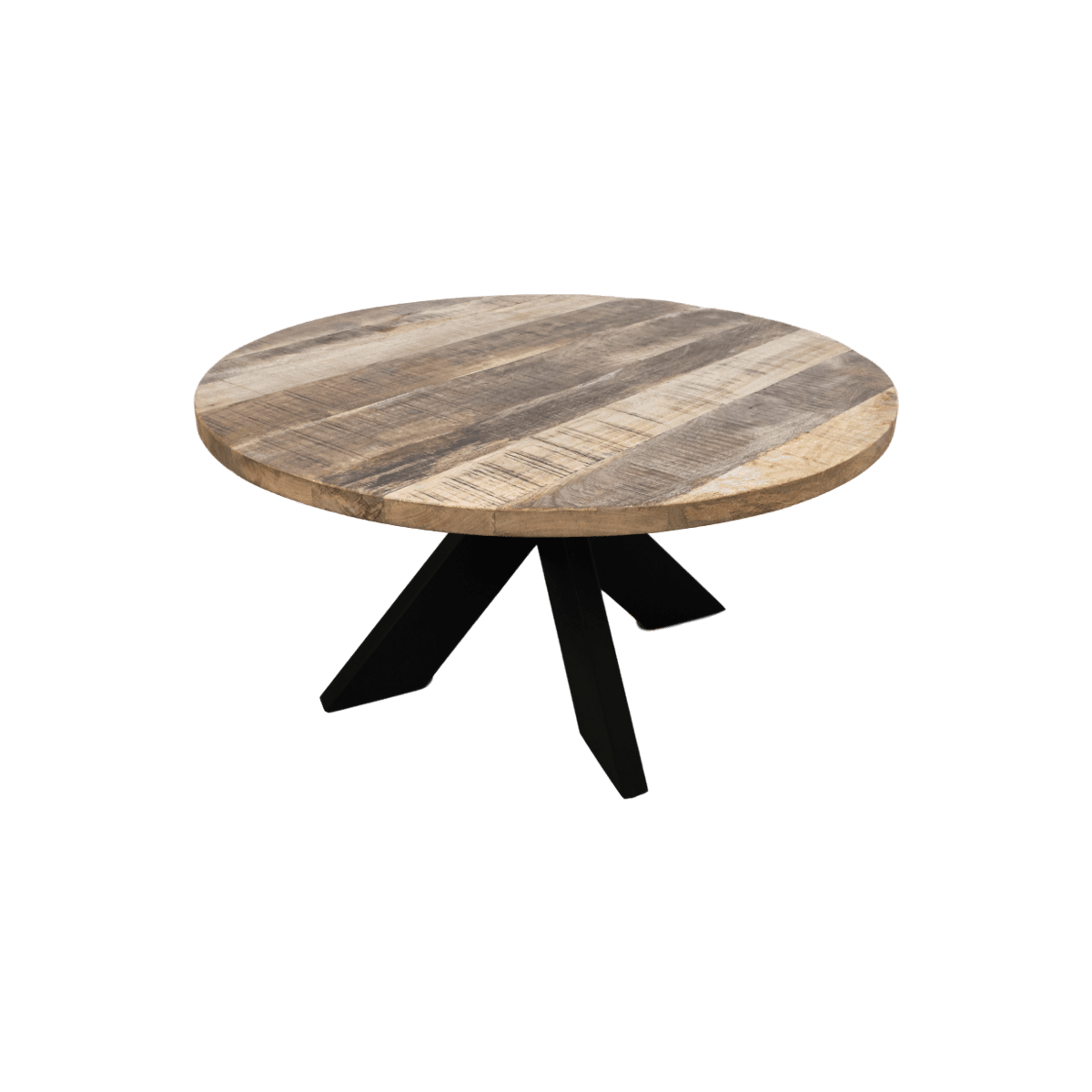 Runder Couchtisch - Mangoholz/Eisen