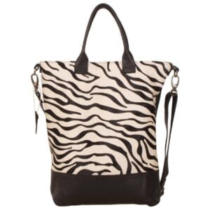Schoudertas Jolie van Zwart Leder en Zebra Print Koeienhuid - Leder Schoudertas Jolie van Zwart Leder en Zebra Print Koeienhuid - Leder