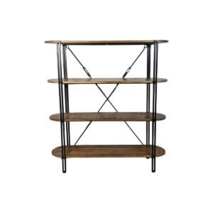 Wandschrank 4 Regale - 130x39x140 - Metall/Mangoholz - Natur/Schwarz - Mango, Metall